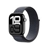 Apple Watch Series 10 [GPS, 42mm] - Aluminiumgehäuse Diamantschwarz mit Loop Sportarmband Schwarz, Einheitsgröße (Generalüberholt)
