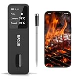 BFOUR Fleischthermometer Kabellos Grillthermometer Bluetooth mit App,IP67 wasserdichtes Kerntemperaturmesser,Large Display Bratthermometer,App-Steuerung,for Grill, Backofen, Rotisserie