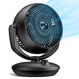 Ventilator Leise, 22dB Tischventilator sehr Leise, Fan mit 3 Geschwindigkeiten und 90° Verstellbare Neigung für 15m² Räume, Leistungsstarker 3D Turbo Ventilatoren für Büro, Schlafzimmer,Schwarz