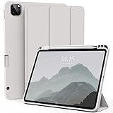 ZOYU Hülle für iPad Pro 12,9 Zoll 6./5./4 Generation 2022/2021/2020 mit Stifthalter, einfache weiche TPU-Rückseite, Auto Schlafen/Wecken für iPad 12,9 Zoll Hülle, Hellgrau