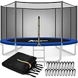 Trampolin Netz 426 427 430 cm Ersatznetz Sicherheitsnetz für Trampolin Ø 426 427 430 cm 8 Stangen, UV-beständig Trampolinnetz Trampolinschutz Trampolinersatznetz, Rundes Schutznetz Ersatznetz Schwarz