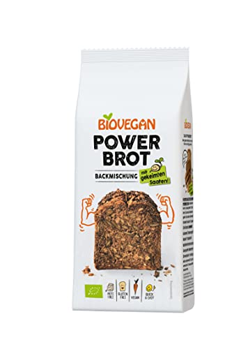 Biovegan Brotbackmischung Power, 100% Bio Brot Backmischung mit gekeimten Saaten, gesunde und vollwertige Ernährung, vegan & glutenfrei, 6 x 350g