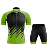 ARBOEE Herren Kurzarm Fahrrad Trikot Set, Atmungsaktiv und Schnell Trockend Rennrad trikot herren Mit 9D Gel Gepolsterten Shorts Fahrradbekleidung Set(Black orange-1_XXL)