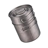 Picknick-Topf-Set, Outdoor-Camping-Kochgeschirr mit klappbarem Griff, Edelstahl-Kochtöpfe für Picknicks im Freien, dauerhaftes Picknick-Topf-Set
