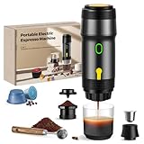ICARE 3-in-1 Tragbarer Espressomaschine, 20BAR Druck, 92°C Heißextraktion, 7500mAh, USB/Auto-Ladung, Kaffeemaschine Kompatibel mit Kapseln und Kaffeepulver, Schwarz