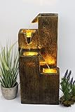 Gartenbrunnen BK823 in Holzoptik Springbrunnen Terrassenbrunnen Zimmerbrunnen mit Beleuchtung Warm Weiß