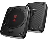 JBL BassPro Lite - Ultrakompakter 7' Aktiv Untersitz Subwoofer für Auto mit integriertem Verstärker für tiefen Bass - 200W - Pairing möglich, Schwarz