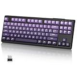 MAMBASNAKE M87 TKL 87 Tasten – Kabellose Gaming-Tastatur mit Dual-Modus, Bluetooth/2,4 GHz, 4000-mAh-Akku, Membrantastatur mit Regenbogen-Hintergrundbeleuchtung Lila