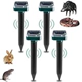 4 Stück Solar Maulwurfschreck, Maulwurf Vertreiben, Ultrasonic Solar Maulwurfabwehr Solar Maulwurfbekämpfun IP65 Wasserdichter Tiervertreiber Wühlmausschreck für Garten Rasen Gopher Schlangen (4)