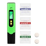 Aideepen PH Messgerät Digital, 0-14 pH-Messbereich, 0.01 Hohe Genauigkeit, pH-Wasser-Tester mit LCD-Display Hintergrundbeleuchtung für Wasser, Aquarium, Spa, Pool, Mit Kalibrierpulver(Grün)