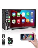 ESSGOO Doppel Din Autoradio mit Wireless Carplay und Android Auto, 7 Zoll HD Bildschirm Auto Radio Display mit Bluetooth, Voice Control, Mirror Link, FM