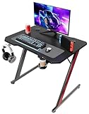 Homall Gaming Tisch 80 x 52 cm, Z-Frame Gaming Schreibtisch mit Getränkehalter, Kopfhörer Haken, Computertisch PC Tisch Ergonomischer Gamer Tisch