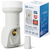 hb-digital Single LNB (Test SEHR GUT *) LNC Kopf 1 Teilnehmer Direkt LTE Protected Satelliten Digital Sat Full HD TV 3D 4K UHD Kontakte vergoldet Wetterschutz Weiß White
