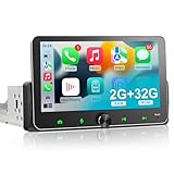 Android Autoradio 1din mit Navi 7 Zoll Bildschirm Android Auto & Wireless CarPlay Auto Radio Touch Display mit Bluetooth AM/FM WiFi GPS SWC RDS 2G+32G