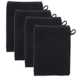 XIASHENG 4 Stück Waschlappen,Waschhandschuhe,Baumwolle,Seiftücher mit Aufhängeschlaufen,Saugfähige Waschlappen zum Abwischen und Reinigen,Waschhandschuh aus 100% Baumwolle-13 x 20 cm
