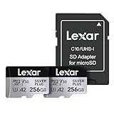 Lexar 256 GB (2er-Pack) Professional Silver Plus microSDXC Speicherkarte, UHS-I, C10, U3, V30, Full-HD & 4K-Video, bis zu 205/150 MB/s Lesen/Schreiben, für Videofilmer, Gamer (LMSSIPL256G-B2ANU)