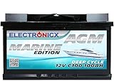 AGM Batterie 100Ah 12V – Solarbatterie für Wohnmobil, Wohnwagen, Boot, Mover – Versorgungsbatterie Deep Cycle – Wartungsfrei & Zyklenfest