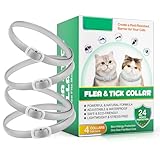 Zecken-Flohband Katze, Flohhalsband für Katzen, 4 Stück gegen Larven und Eier, 24 Monate lang wirksamer Schutz, Schutz vor Hautallergien, weich und bequem, verstellbar, wasserdicht
