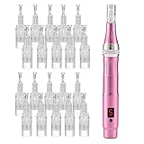 JMFBeauty wiederaufladbarer Derma Pen Microneedling Pen Kabellos Mikronadel-Stifte Hautverjüngung für Gesicht und Körper mit 22 Stück Ersatzpatronen (rosa)