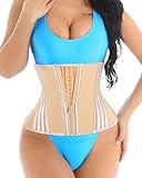 LUXURY-VITA Kurzer Torso-Taillentrainer für Damen, Unterbauchfett, Workout, Fajas, Kolumbianas, Taillenmieder, Korsett, Beige (verbessert, 29,1 cm Oberkörper, Haken und Reißverschluss), X-Large