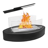Tischkamin Outdoor,Tischfeuer Outdoor & Tischfeuer Indoor,Ethanol Kamin mit Einstellbare Flamme und Sicherheitsglas für besonderes Ambiente Tisch Feuer Ethanol Kamin