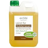 ECOILS Leinöl für Holzterrassen mit Bienenwachs 2L - 24m² | 100% Natürliches Holzöl Außenbereich OHNE Chemische Zusätze | Wetterfest Holz Öl Außen, Terrassenöl | Natürlicher Schutz für alle Holzarten