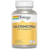 Solaray - Calcium mit Vitamin D3 | 90 Kapseln - Vitamin D 400IE und Calciumcitrat & Calciumcarbonat 1000mg - Laborgeprüft