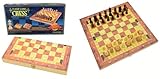Schach - Backgammon - Dame 3 in 1 Spiel Holz Faltbares Schachspiel für Kinder Erwachsene Geeignet Familienaktivitäten (25cm x 25cm)
