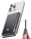 Ultra Slim iPhone Powerbank für Magsafe, Ntaanoo Magnetische Power Bank Induktives Laden 5000mAh, 20W Schnellladung Wireless Externe Handyakkus Kabelloses Akkupack für iPhone 16/15/14/13/12 (Schwarz)