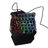 VBESTLIFE Einhand-Gaming-Tastatur, 35 Tasten, RGB-Hintergrundbeleuchtung, Einhand-Spieltastatur, USB-Kabel, Ergonomische Gaming-Tastatur mit Handgelenkauflage, für PC-Gamer