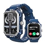Rogbid Militärische Smartwatches für Herren (Annehmen/Wählen) Taktische Rugged IP69k Wasserdicht Titan Smartwatch für Android iOS Handys Outdoor Sports 680mAh Fitness Tracker Uhr mit Herzfrequenz GPS