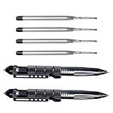 Wjelet 2 Stück Tactical Pen, Taktischer Kugelschreiber Mit 5 Tintenminen,Taktischer Stift Aus Aluminiumlegierung Mit Glasbrecher Für Schreiben,Outdoor Einsatz Und Notfallsituationen