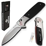 SURVIVO SK1 Klappmesser – Taschenmesser aus D2-Stahl mit Titan-Beschichtung & G10 – Legal in DE – Outdoor Einhandmesser für Survival, EDC, Alltag & Abenteuer - G10 Metall/Schwarz