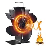 Dancial Kaminventilator,Holzofenventilator Wärmebetrieben, Leiser Öko-Kaminventilator mit 4 Flügeln, Nicht Elektrischer Ofenventilator für Holz/Kamin/Holzkamin/Ofenrohr/Effiziente Wärmeverteilung