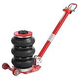 Rengue Air Jack 3 Ton 2990 kg Pneumatischer Wagenheber 3s Schnelles Heben Höhe bis zu 40cm, Air Jacks für Autos mit verstellbarem Langen Griff Heavy-Duty Triple Bag Air Jack Rot