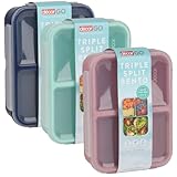 décor Go Triple Split Bento Lunchbox, BPA-frei, luftdicht und auslaufsicher, 3 Fächer zum Organisieren von Mahlzeiten, Behälter für die Zubereitung von Speisen mit Deckel, mikrowellengeeignet, 1,4l