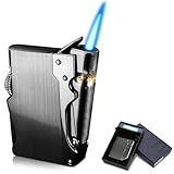 SGZIOO Feuerzeug Geschenk, Jet Feuerzeug, Einstellbare Dupont Feuerzeugs, sturmfeuerzeug Gas nachfüllbar, Winddichte Pfeifenfeuerzeug mit Geschenkbox, Zigarrenfeuerzeug für Vater und MäNner Geschenks