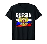 Russland Russia Russische Flagge mit Adler Wappen T-Shirt