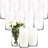 12 große Glaszylinder als Vase Windlicht je 20cm Zylinderglasvasen Zylindervase Kerzenglas Blumenvase aus Glas