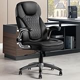 WOLTU Bürostuhl 200kg, Schreibtischstuhl ergonomisch, Chefsessel mit Kopfstütze Armlehnen, Höhenverstellbar Bürosessel für Büro Konferenzraum, Kunstleder, Schwarz