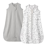 Mosebears Schlafsack Baby Sommer Schlafsack 0.5 Tog Babyschlafsack 100% Baumwolle atmungsaktiv Babyschlafsack (2pack-Grau, S(0-6 Months))