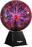 Theefun 8 Zoll Plasmakugel, Magische Leucht Ball Magische Plasmakugel Leucht Ball Elektrostatische Kugel Berührungsempfindliche Blitzkugel Blinkende Pädagogisches Plasmalampe SphäreLichteffekte,Rot
