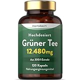 Grüntee Extrakt 12480 mg pro Tagesdosis | 120 Pulver Kapseln | Hochdosiert Green Tea | Vegane | von Horbaach