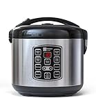 KitchenLove Reiskocher mit Dampfgarer 1,2L, Electric Rice Cooker Stainless Steel, Elektrisch & Digitaler Dampfkocher mit Innentopf Für 2-5 Personen, Reistopf mit Timer, Reiskochtopf Edelstahl Schwarz