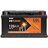 EXAKT GEL Batterie 12V 120Ah Solarbatterie Wohnmobil Batterie Versorgung Bootsbatterie Gelbatterie Gel Akku ersetzt 100Ah 110Ah