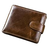 Leder Geldbörse für Herren Geldklammer Multifunktionale Kopfschicht Rindsleder Portmonee klein Männer Brieftasche Herren Premium Sense Vintage Rindsleder Kurze Portemonnaie mit RFID-Schutz Kaffee