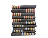 Kortpack Vielseitiges Umzugsdecken-Set: 10 Gestreifte Decken 150 x 200 cm aus recycelten Materialien, je 1300 g – Rote und Blaue Streifen, ideal für Möbeltransport, Umzüge und Lagerung