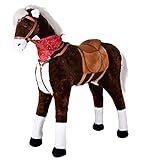Knorrtoys 40750 - Stehpferd XXL 'Winnie' Standpferd Reitpferd, mit Sattel und Zaumzeug, braun, Dunkelbraun