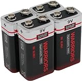 Warriors 2X 4X 8X 9V blockbatterie Batterie 9 Volt blockbatterie blockbatterien 9v alkalisch, Ultra High Power, Ultra Long Life, für Rauchmelder, Brandmelder, Alarmsensoren 6lr61 6F22 PP3 MN1604 (4X)