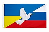 U24 Flagge Fahne Ukraine-Russland mit Friedenstaube Hissflagge 90 x 150 cm